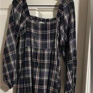 Plaid Long Sleeve Blouse